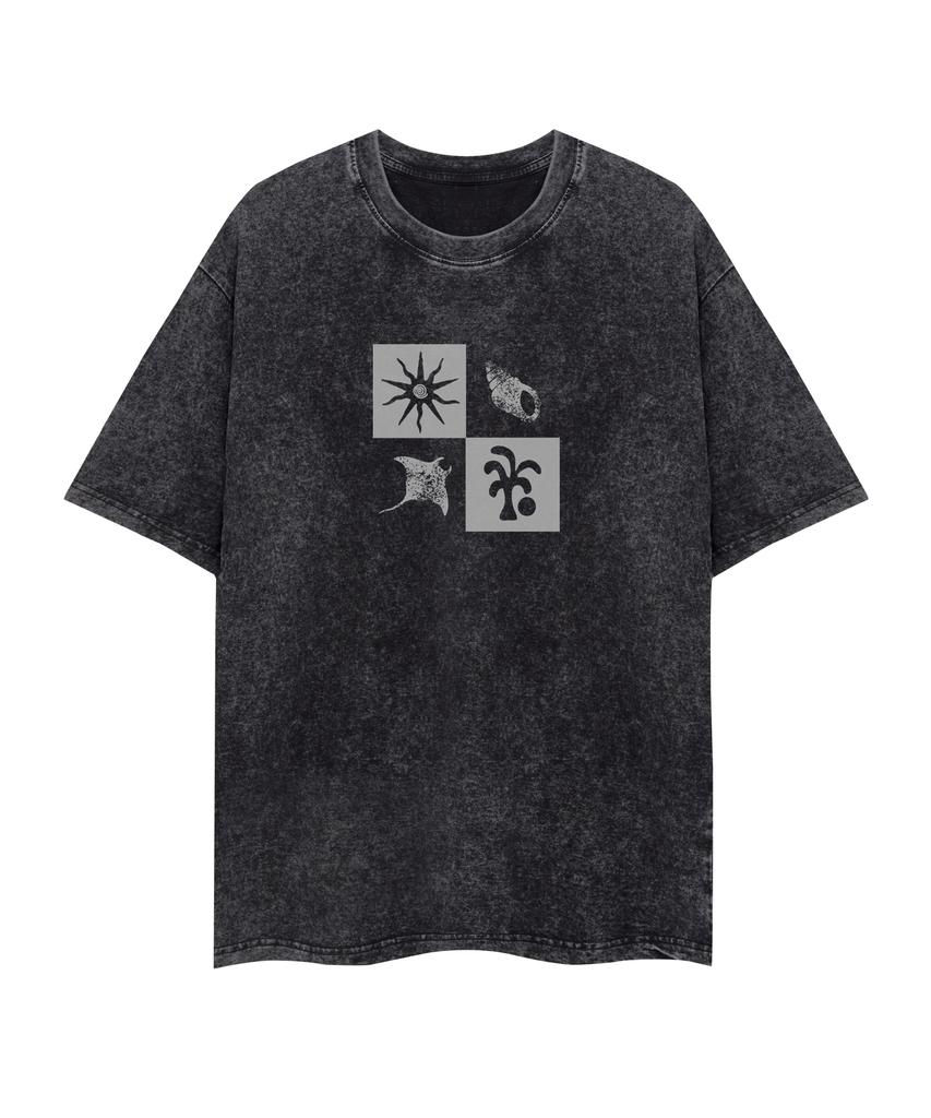 STANDARDERROR 87-Stan331 Summer Vacation Crack Pigment Short Sleeve T-Shirt (4 Colors)