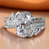 Cute Female White Zircon Love Heart Stone Silver Color Wedding Jewelry Promise Engagement Rings For Women