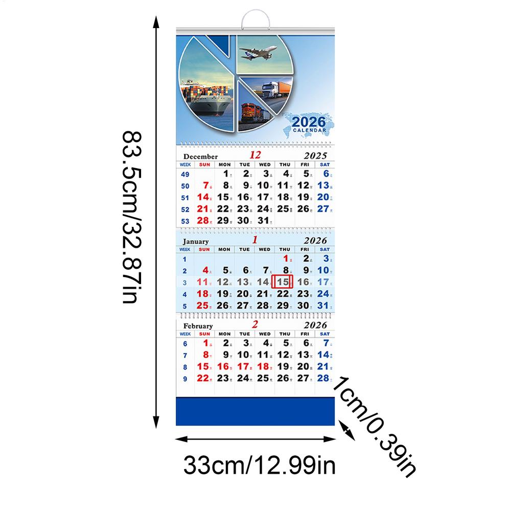 2026 Wall Calendar, New Year 4-folding Calendar Aviation Theme Office Monthly Schedule Planner Wall Calendar, New Year Gifts