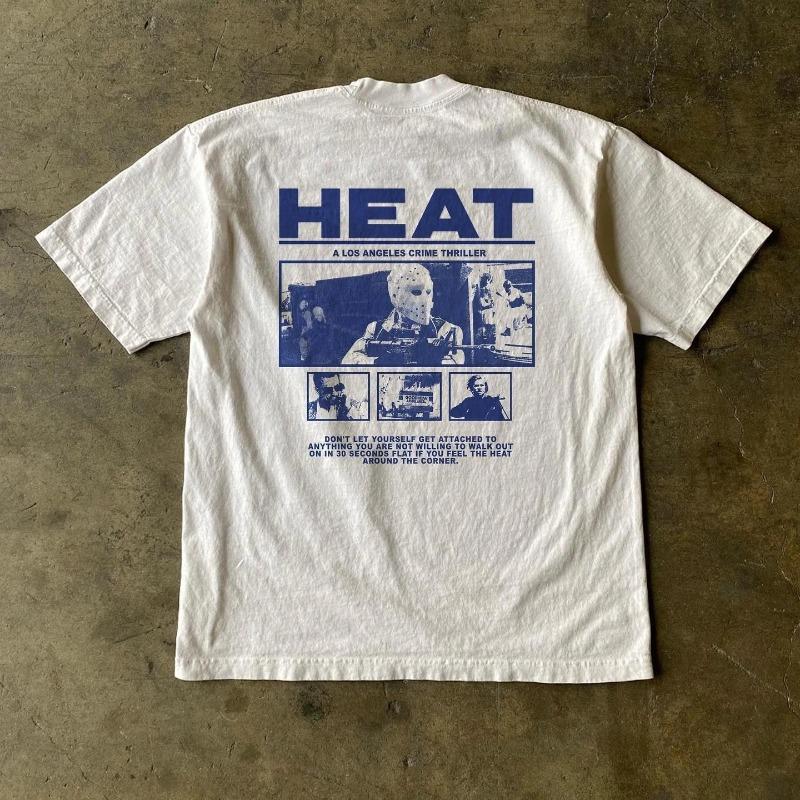 Heat Vintage Movie Back Print T Shirt Retro Crime Thriller Film Graphic Short Sleeve Tee Men Women Oversized Casual Unisex Cotton Streetwear Tops