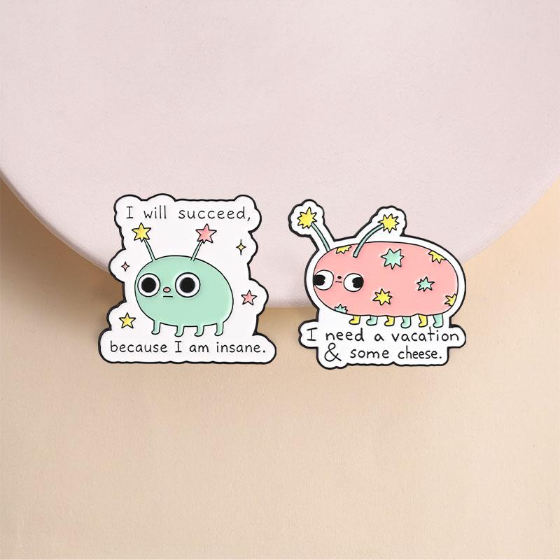 Weird Cute Alien Bug Badge I Need A Vacation & Some Cheese Enamel Pins Cartoon Animal Brooch Accessories Decor Gift