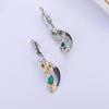 Gorgeous mermaid-shaped design paired with natural green agate gems ring Earrings Set 925 silver fine jewelry for women and girl