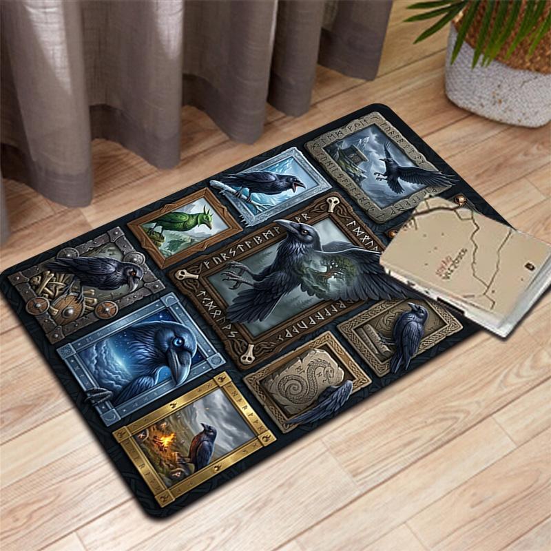 Raven Art Compilation Pattern Rug Floor Mat for Living Room or Bedroom Soft and Comfortable Carpet a Gift for Birthday and Holiday.