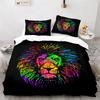 Lion Duvet Cover Set 3D Print Wild Animals with Glasses King Queen Size for Adults Teens Bedding Set Polyester Comforter Cover