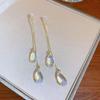 S925 Silver Teardrop Pearl Zircon Stud Earrings: Elegant Women's Fashion