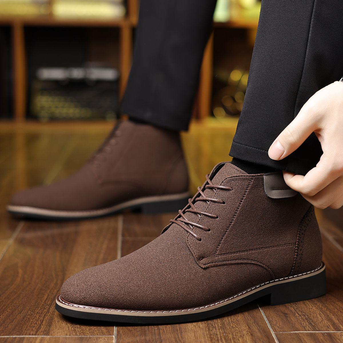 

Men s Chelsea Lace-Up Suede Boots - Plus Size, Oxford Sole, Trendy Autumn/Winter/Spring. Default