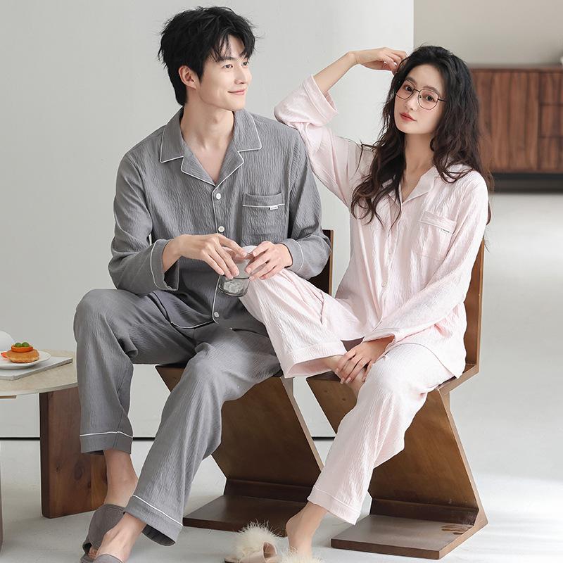 Couple pajamas women's spring and autumn thin long-sleeved cloud cotton Korean version Internet celebrity one man and one woman summer loungewear suit