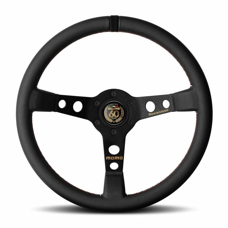 

MOMO Model 07 Anniversary 60 Steering Premium Black 350mm Outer Horn Button Included AM-01 Wheel, Leather, Diameter, чорний