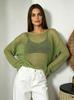 Summer new hollow smock women's European and American style soft loose long-sleeved knitted top ins style
