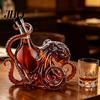 Nautical Wine Decor Octopus-Shaped Glass Decanter, 3D Artistic Borosilicate Bottle for Whiskey Soda, Octopus 350ml Decorative Liquid Bottle,