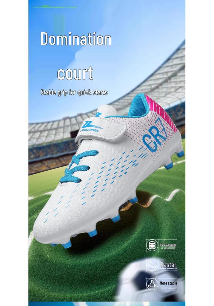 Scarpe da Calcio Giovanili Multicolore Co-branded CR7 - Tomaia in PU Resistente all'Usura, Design Avvolgente per Allenamento e Competizione