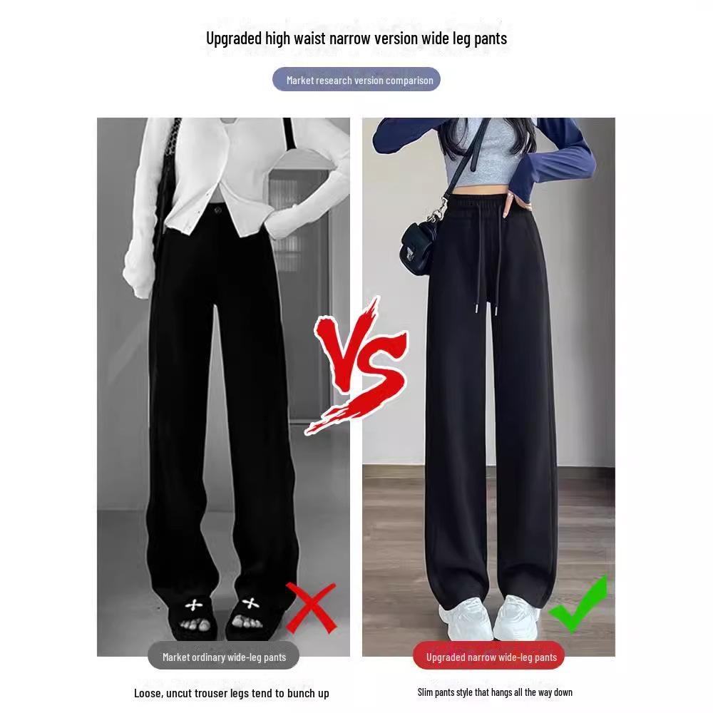 Navy Blue High-Waisted Wide-Leg Sports Pants for Women - Slimming Casual Sweatpants, Spring/Autumn 2024