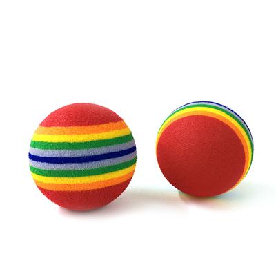 1Pcs Rainbow 3.5cm Cat Toy Ball Interactive Cat Toys Play Chewing Rattle Scratch EVA Ball Training Pet Supplies