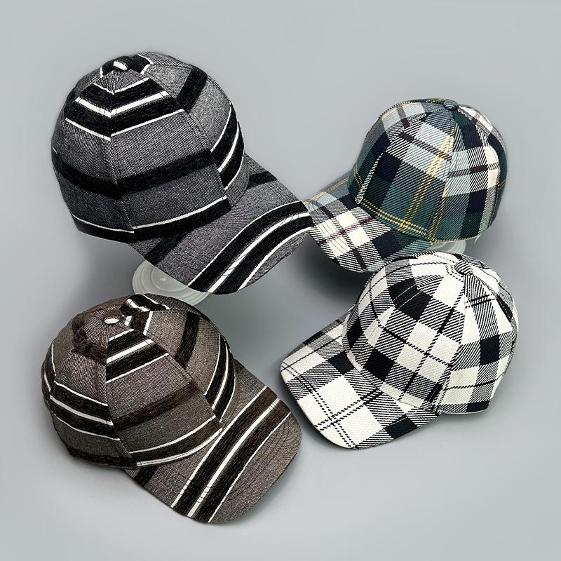 Supermarket Go Women's Black/Brown/Green Classic Retro Plaid Striped Baseball Cap Men's And Sunshade Casual Outdoor Fashion Cap 52-60Cm