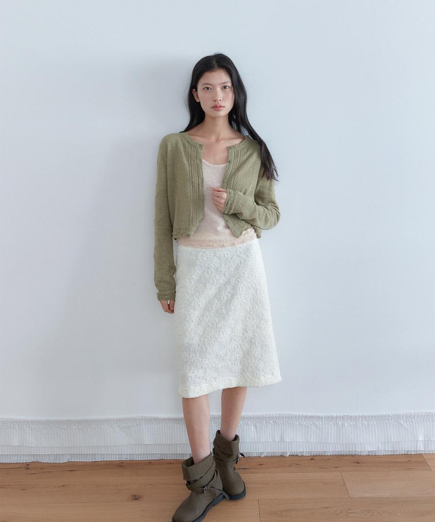 Auro Jaquard Flower Long Skirt [ Cream ]