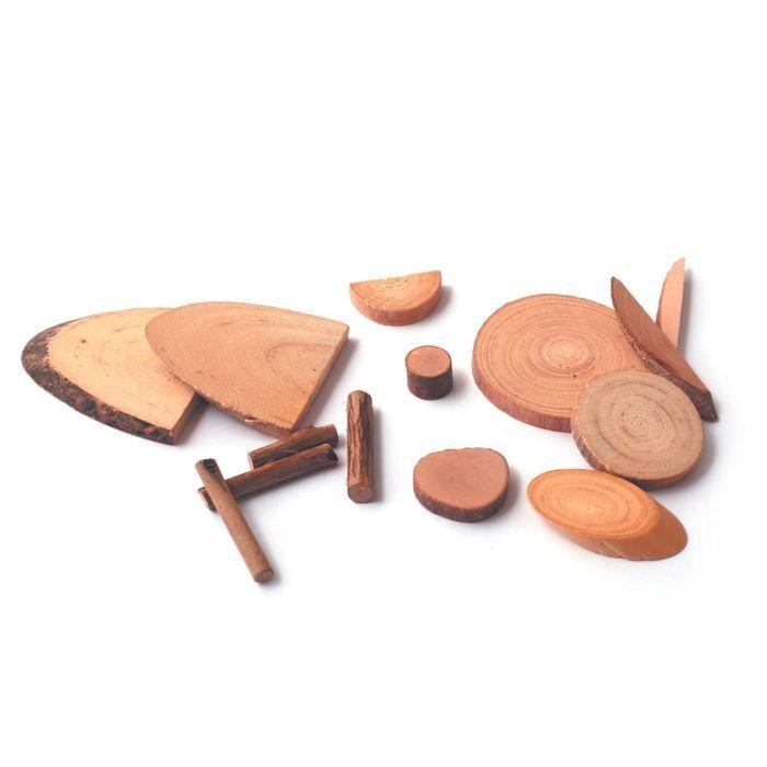Coffret de bricolage - Assortiment - 330 g - Bois naturel - 10 formes - Mixte