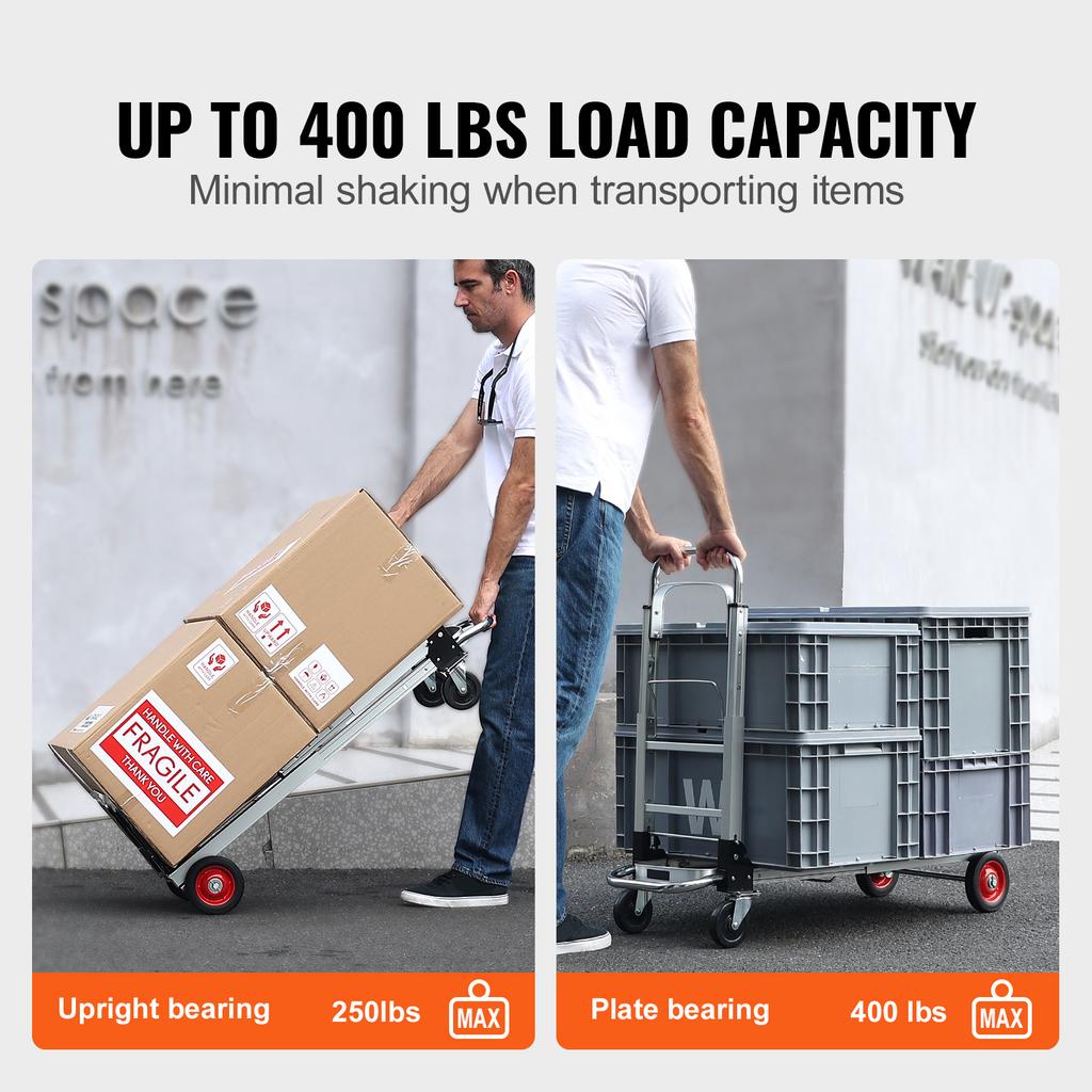 SucceBuy 400 Lbs Folding Hand Truck Lightweight Dolly with Wheels Foldable Luggage Utility Cart for Warehouse Transport Moving