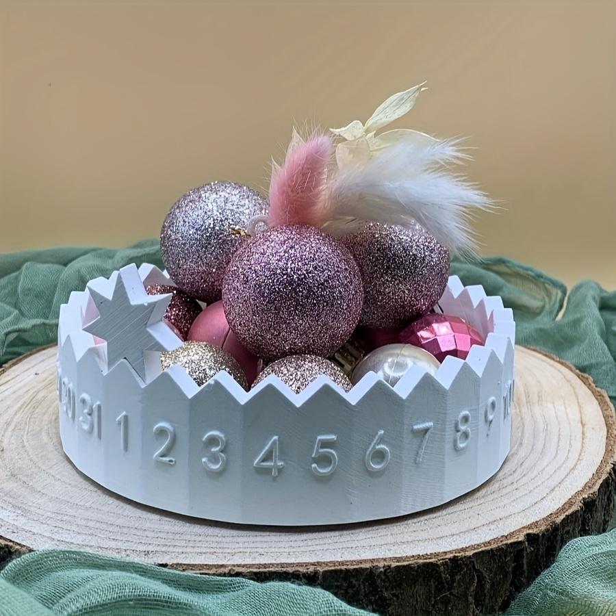 1set Unique Circular Candle Holder Mold for Advent Calendar, Silicone Mold with Date Display Stars,Two-Part Circular Lucky Star