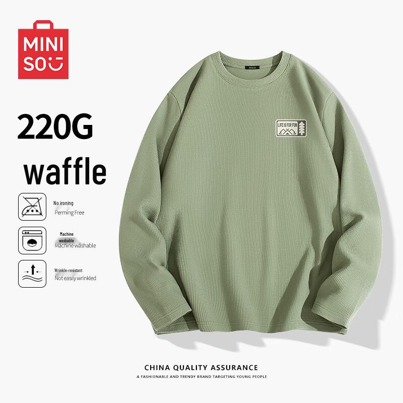 MINISO Men s Heavy Waffle Knit Long Sleeve T-Shirt 3XL