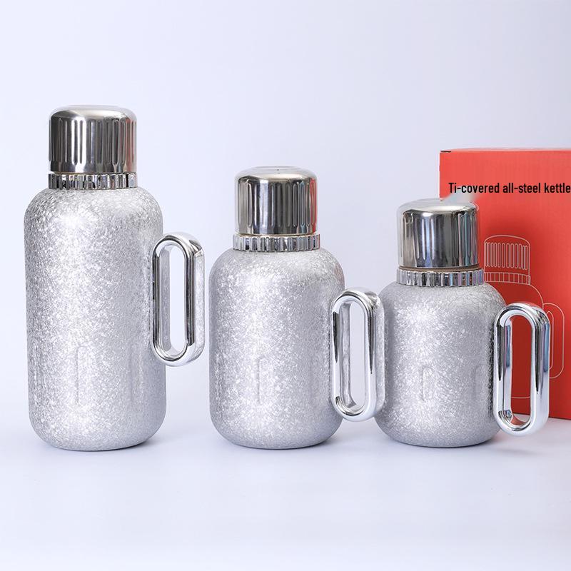 Titanium-Plated Insulated Flask with Temperature Display - Large Capacity Office Tea and Water Separation Cup