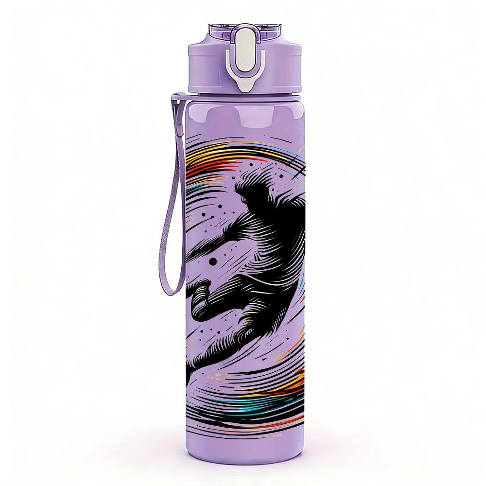 1PC Abstract Dancer Ink Wash Movement Art 750ml Color Plastic Sports Water Bottle Leakproof Flip Straw Lid Suitable for Sports Office Home Use