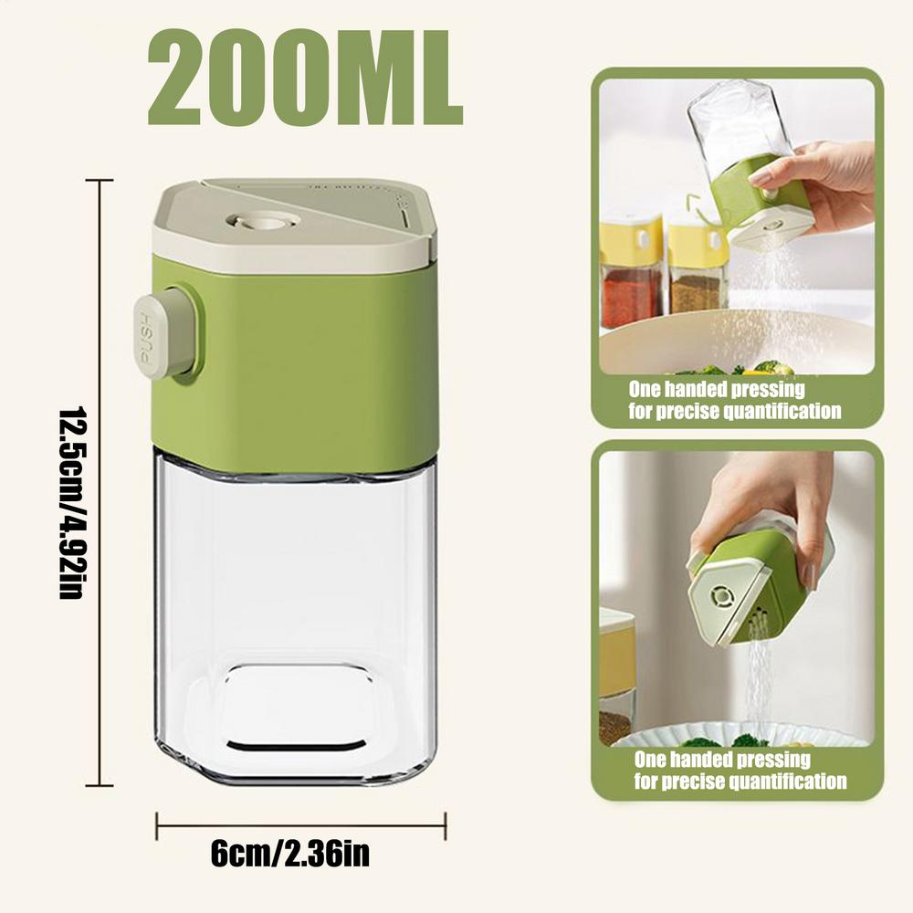 

200ml Multi-Functional Quantitative Seasoning Pot Press-Type Glass Seasoning Bottle Kitchen Salt Jar Spices & Pepper Shakers зелёный