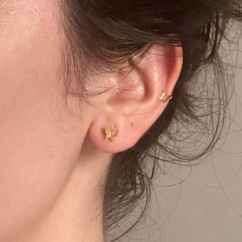 

Пирсинг Цельные серьги-пусеты U-образные серьги-бабочки золотого цвета Женские серьги из стерлингового серебра на двух ремешках Маленькие серьги двойного ношения Застежка-пряжка с винтовой затяжкой Gold straight non-sterling silver