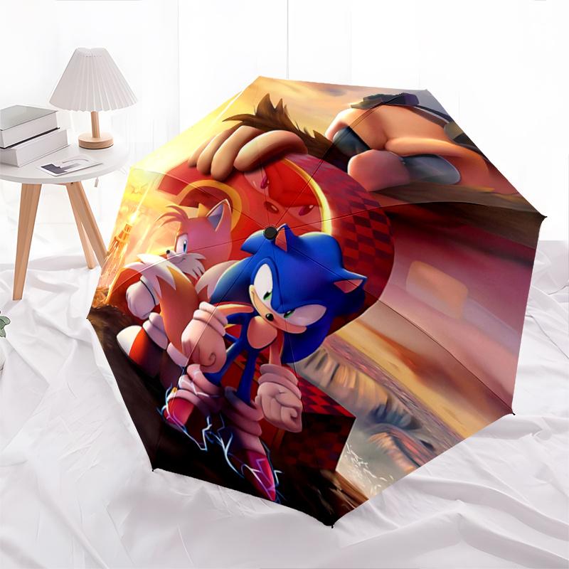 

1pc Dynamic Trio in Action Sonic Tails and Knuckles Automatic Open/CloseUmbrella-CuteUmbrella with Cute Design, Portable 3-Fold Compact Umbrella for M