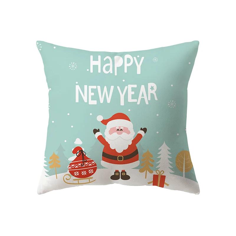 Merry Christmas Cute Santa Claus Print Pattern Cushion Cover Home Living Room Sofa Decoration Square Pillow