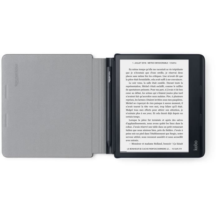 Etui de protection powercover- kobo - pour liseuse sage - noir et gris