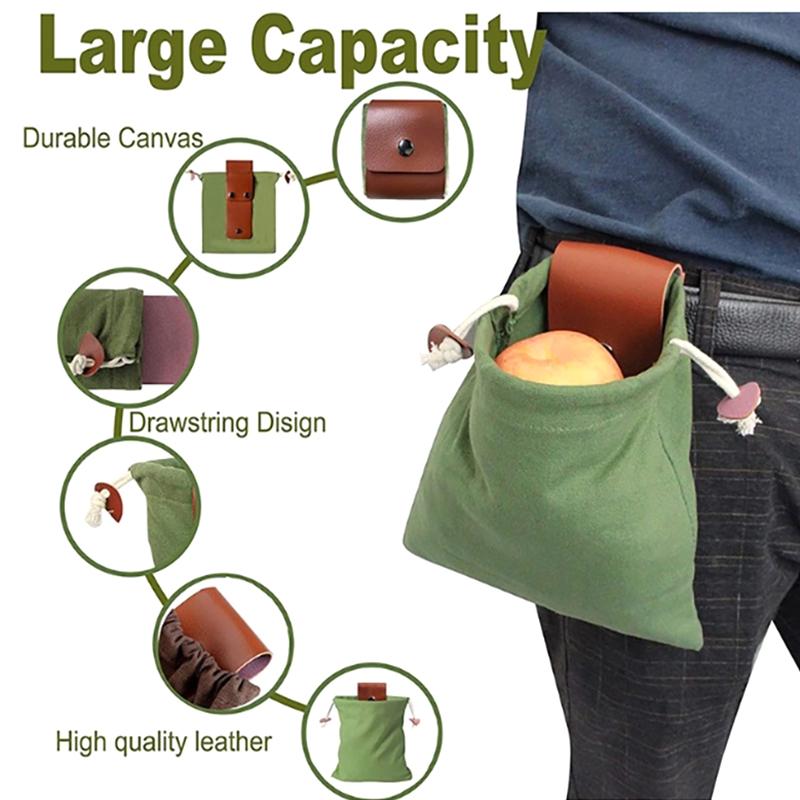 Outdoor Futtersuche Tasche Leder Bushcraft Tasche Gemüse Ernte Garten Obsternte Taille Werkzeuge Lagerung Hängende Tasche Camping