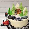 12 Stück Zug-Kuchendekorationen Mini-Spielzeugzug Verkehrsbahn Eisenbahnlichter Kuchenaufsatz Dekorationen für Kinder Zug-Motto Geburtstag