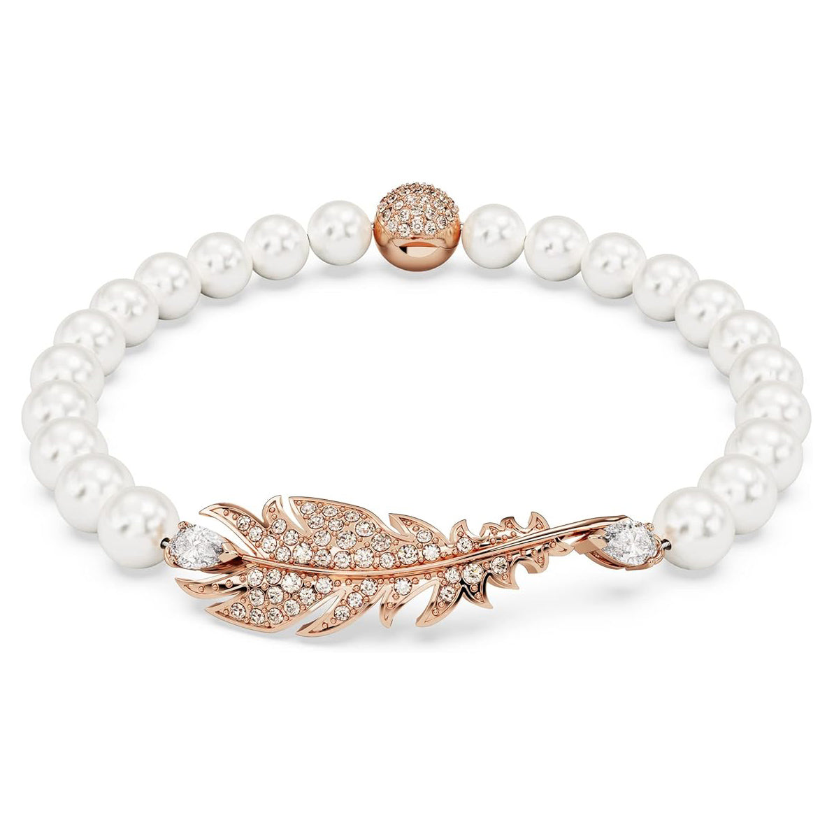 Swarovski rozā zelta krāsas spalvas motīvs
