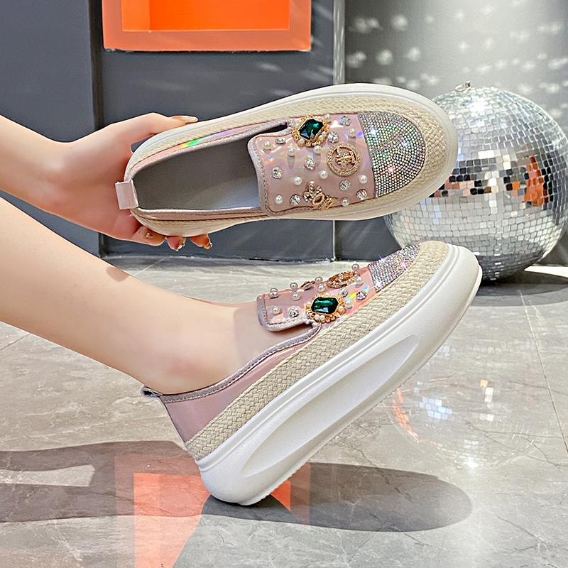 Women's Beaded Sports Shoes Luxury Water Diamond Decoration Women's loafers Designer Platform Casual Shoes Zapatillas Mujer