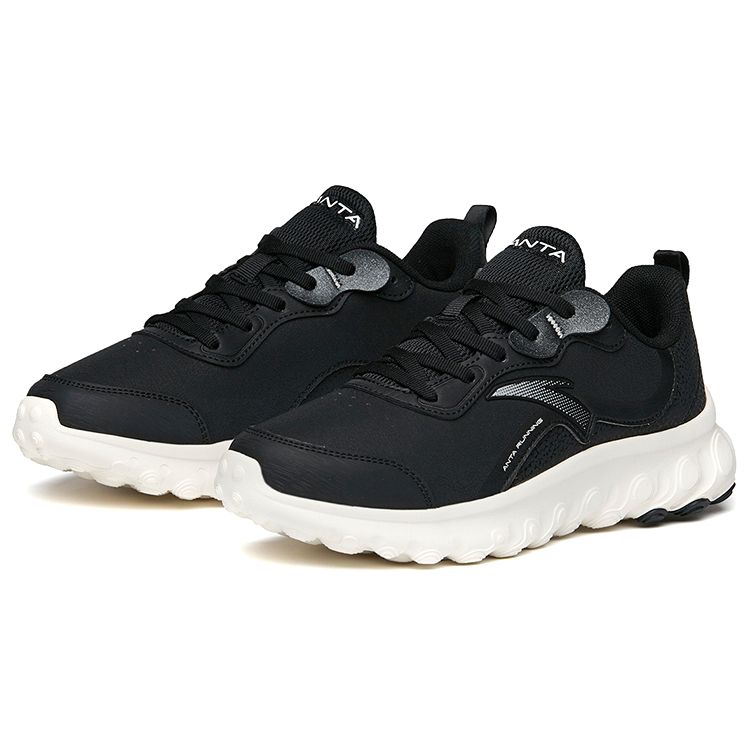 Anta Lightweight Breathable Low-Top Running Shoes Women sneaker Black Silver 122115582-8