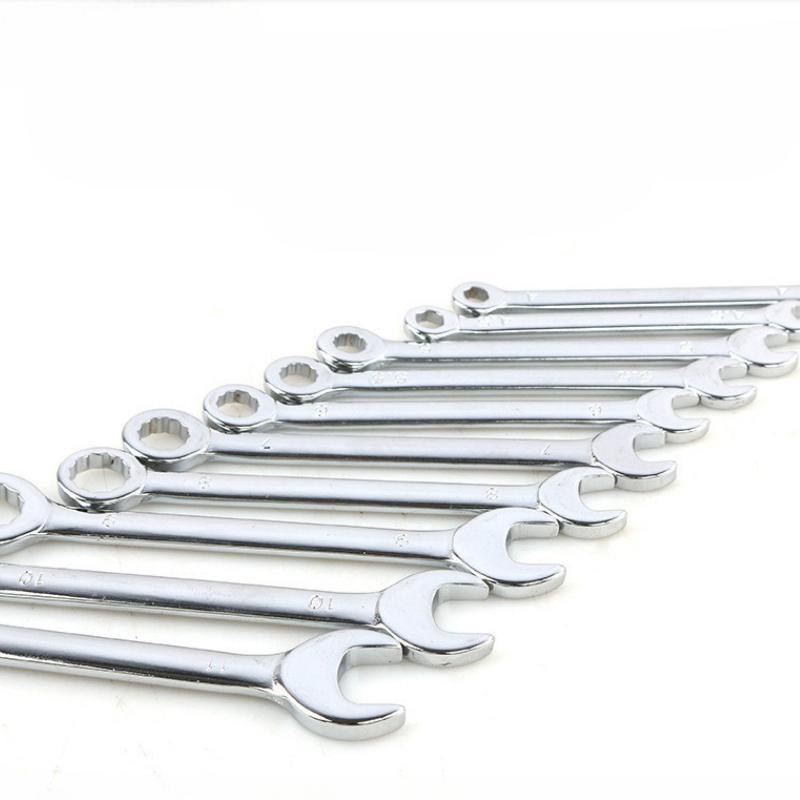 10pcs Mini Combination Wrench Set Metric Inch Ignition Wrenches Open End & Box End Spanner Set Small Thin Wrench Kit