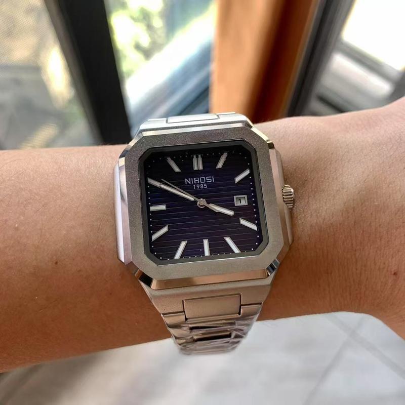 NIBOSI Luminous Square Man Watch Waterproof Business Men Watch Stainless Steel Quartz Luxury Men's Watches