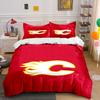 "Red Bedding with Flaming C Logo Design" Print Bedding Set Duvet Cover Pillowcases (1* Duvet Cover 2* Pillowcases Do Not Include Comforter)
