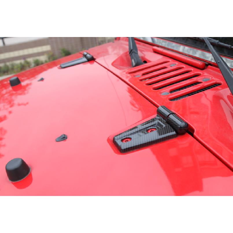2X Engine Hood Hinge Decor Cover Trim for Jeep Wrangler JK JKU 2007-2017 Carbon