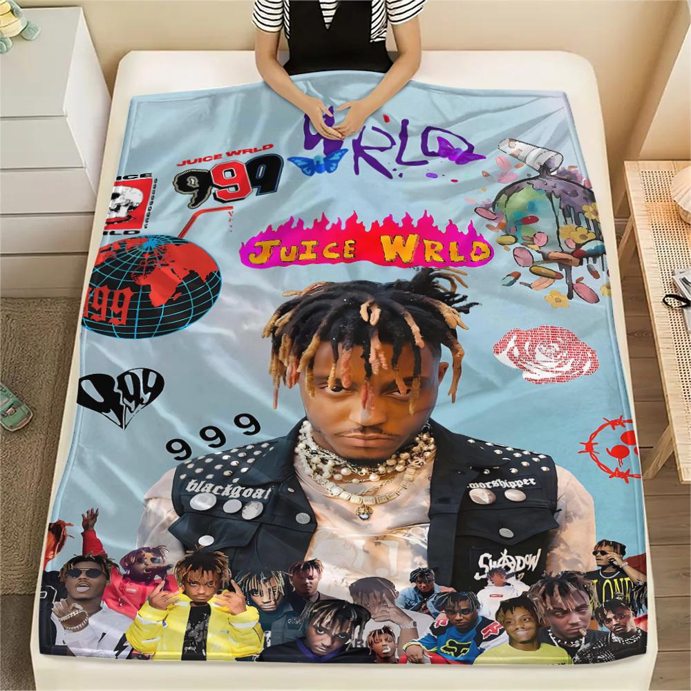 1Pc Juice Wrld Print Flannel Blanket, High Quality Comfortable for All Seasons, Home Decor, Warmth and Comfort, Perfect for Gifts