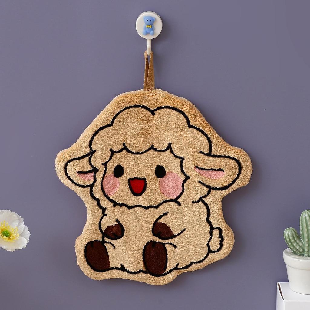 Adorable Cartoon Sheep Coral Fleece Hand Towel for Kids