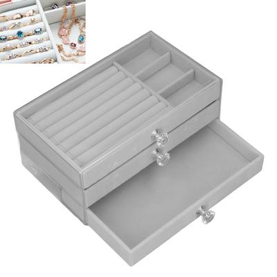 Acrylic Jewelry 3 Drawers Storage Box Transparent Jewelry Display Stand Rrings Necklace Holder Case