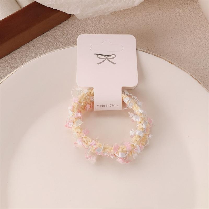Colorful Candy Floss Hair Ties Spring Autumn Winter Versatile Elastic Hair Bands for Girls Kids Cute Ball Headbands