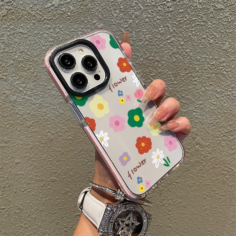 ins wind color small floral transparent summer mobile phone case Apple 15/14promax soft case protective case can be