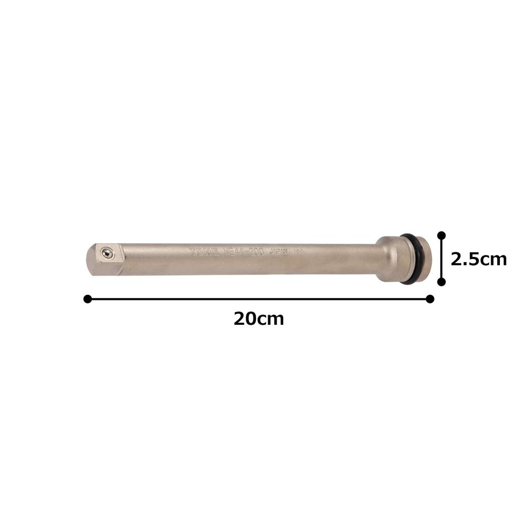 TONE Impact Extension Bar 200mm Total Length (Ball Type), NE44-200, 12.7mm (1/2") Drive,