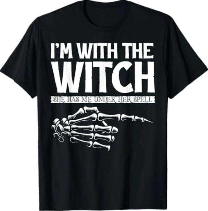 I m with The Witch Funny Halloween Couple Costume Party Wear T-Shirt S