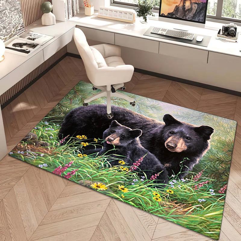 1Pc Black Bear Rug - home decoration Carpet For Living Room Bedroom Flooring Computer Chair Area Rug