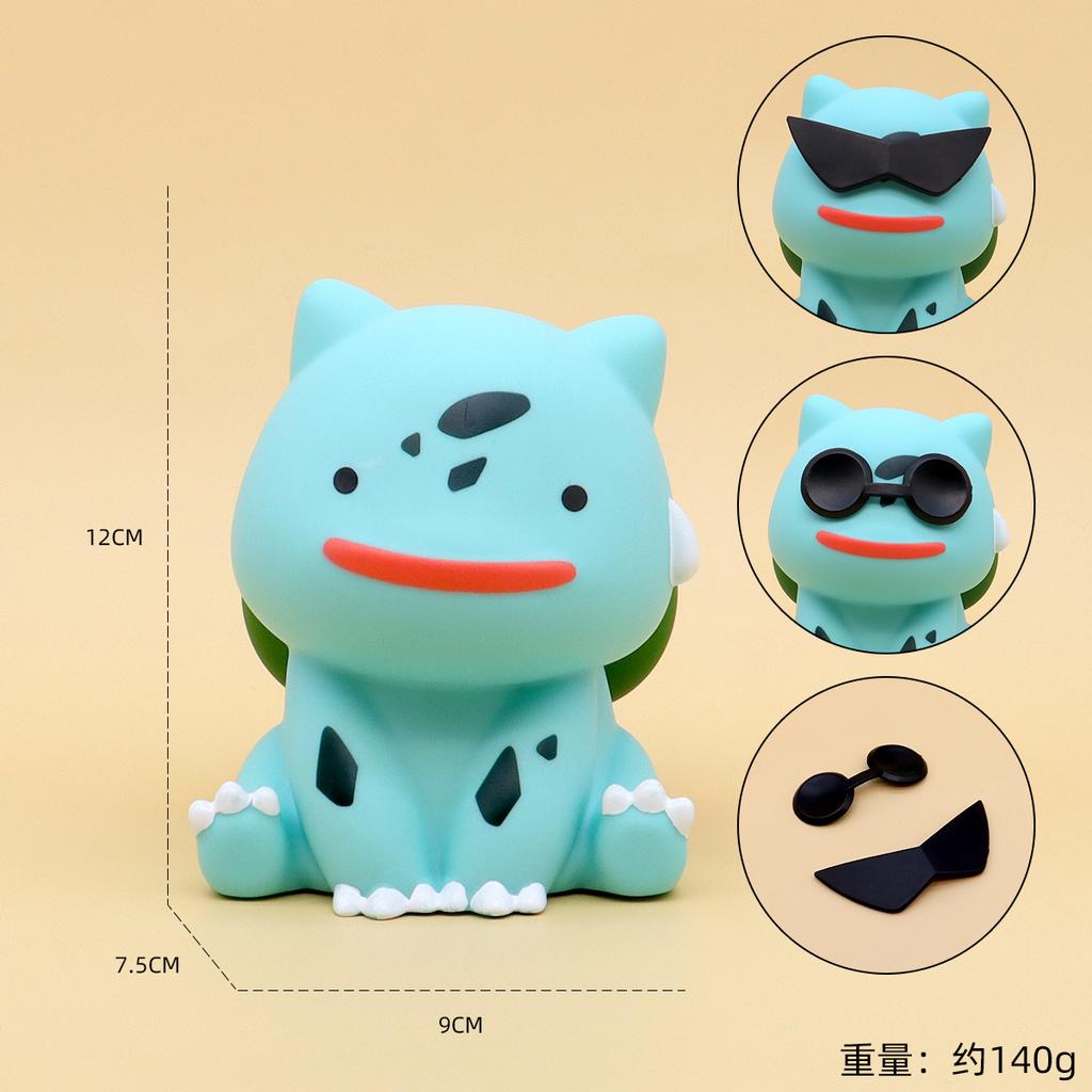 Anime  Cute Sunglasses Squirtle Charmander Bulbasaur Figure Model Car Ornament Children Toys Desk Decoration Holiday Gift