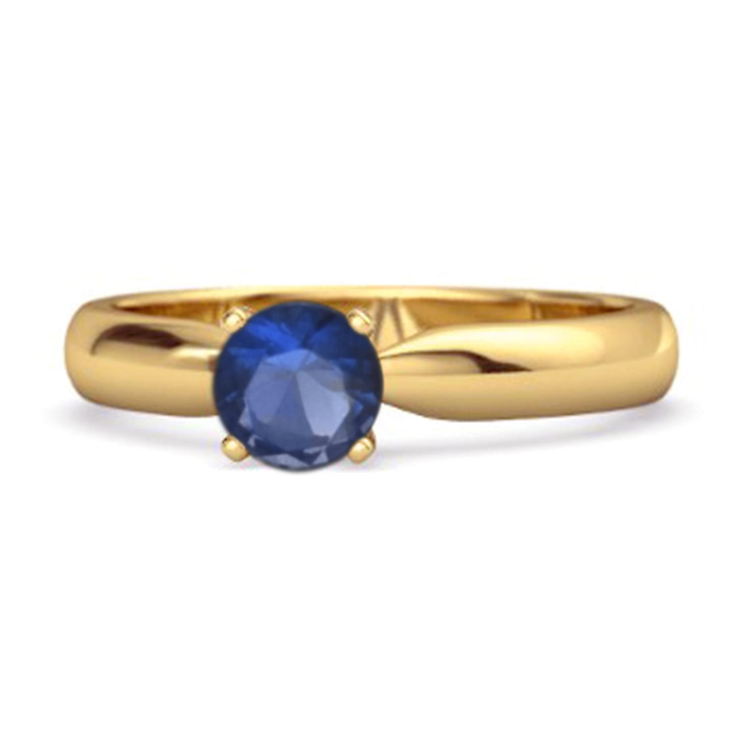 Blue Sapphire Classic Solitaire Ring - 925  Sterling Silver Gold Vermeil 7
