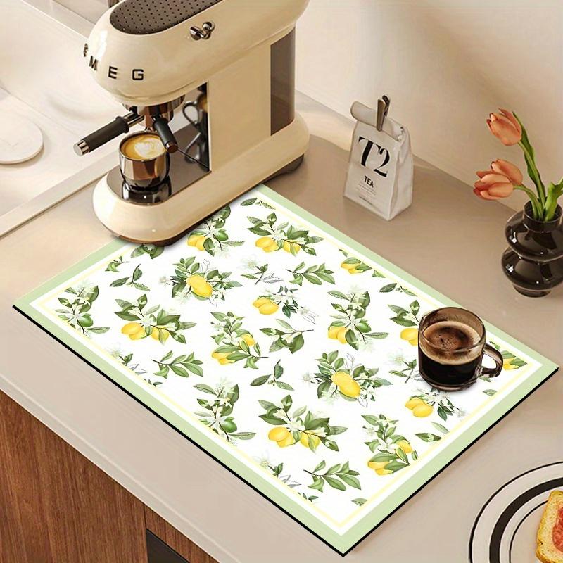 1 Buc. Covoraș de Uscare din Cauciuc cu Model Lămâie Pentru Cafenea Restaurant Bucătărie Covor Veselă Durabil Diatom Mud Covoraș de Masă Covoraș pentru Animale de Companie Articole de Cafea